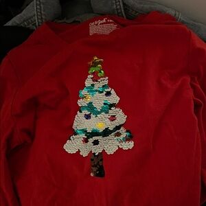 Cat & Jack Festive Red Sequin Tree Sweatshirt